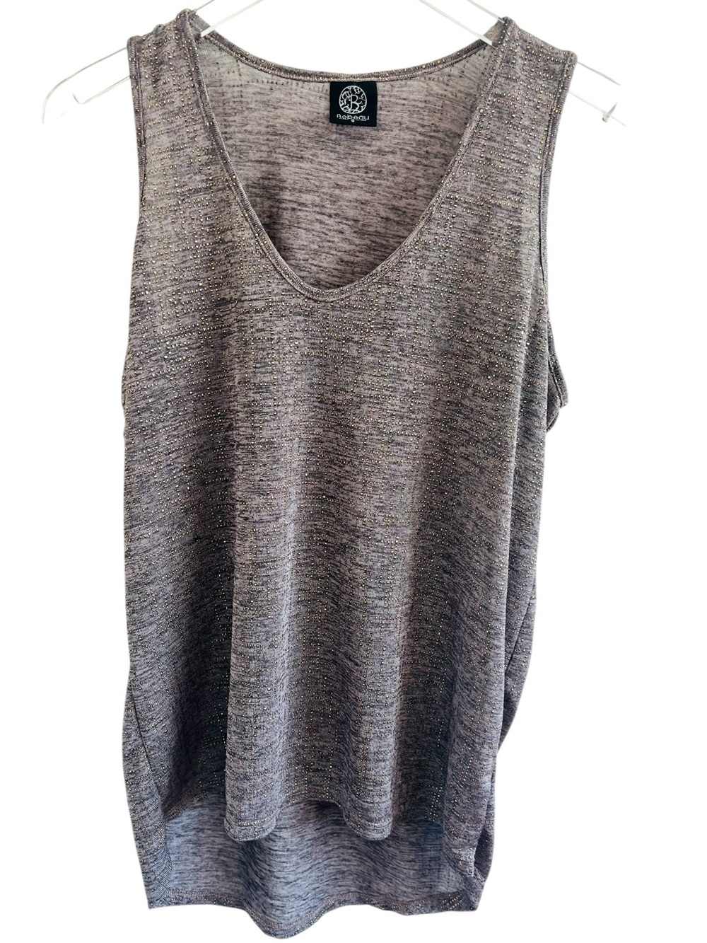 bobeau silver-gray metallic V-neck tank